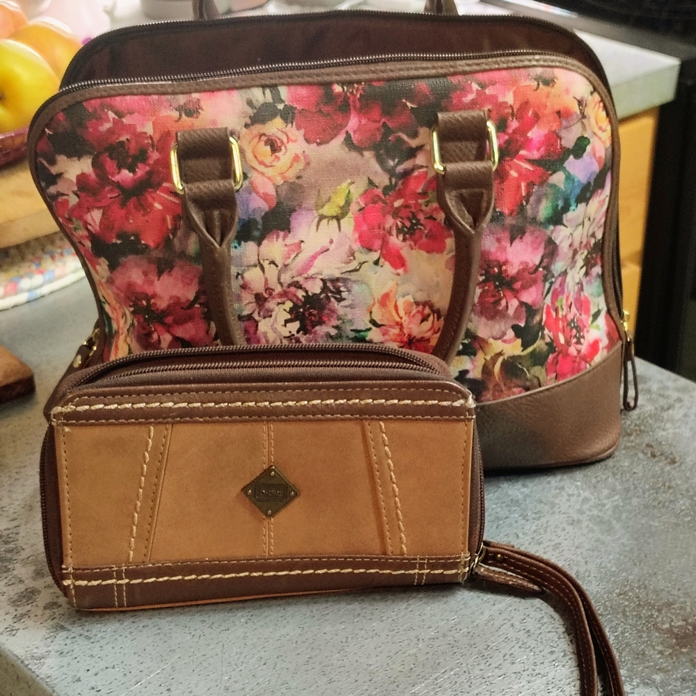 Floral Brown Women's Bag Set